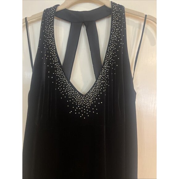 VTG Y2K Dave Johnny Dress Womens 13/14 Black Velvet Beaded Sexy Back Whimsigoth - Picture 2 of 10